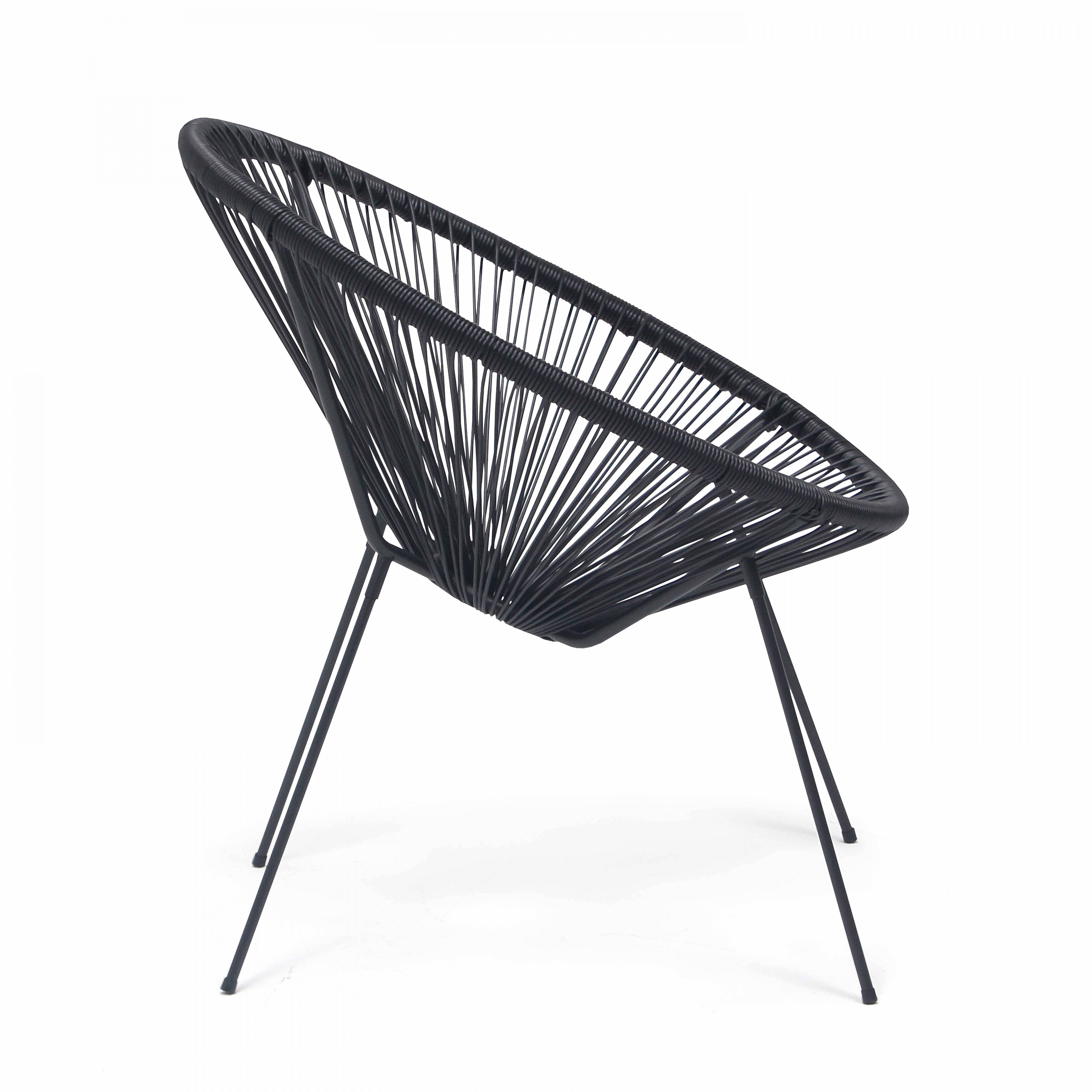 Oviala - Fauteuil en résine tressée noir Ovo - Oviala - Imagen 3