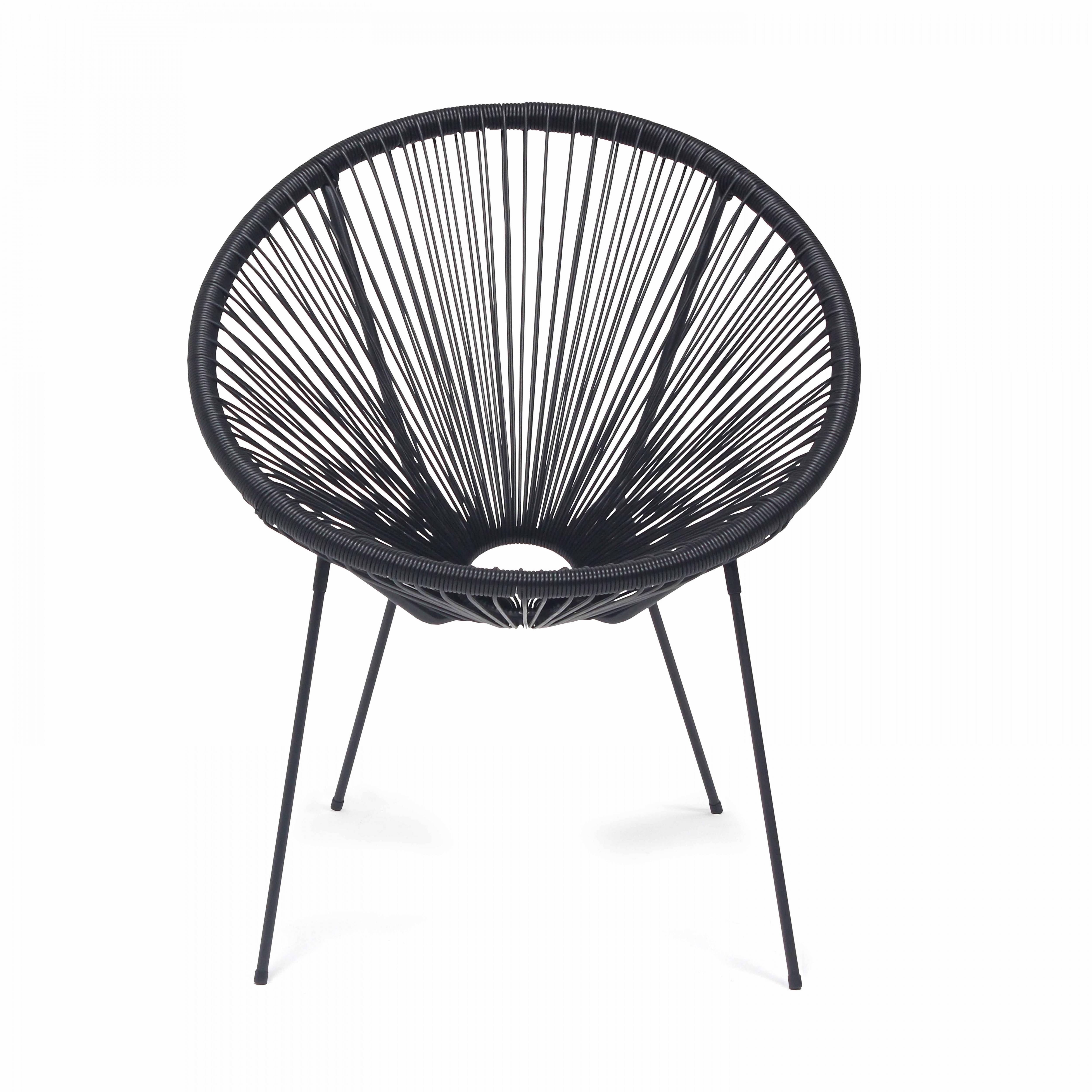 Oviala - Fauteuil en résine tressée noir Ovo - Oviala - Imagen 2