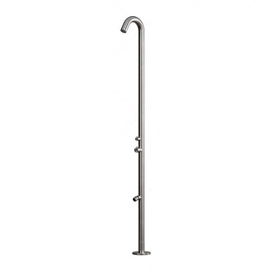 Douche piscine exterieure inox satinee 316 avec lavepieds acier et mitigeur - Image 2