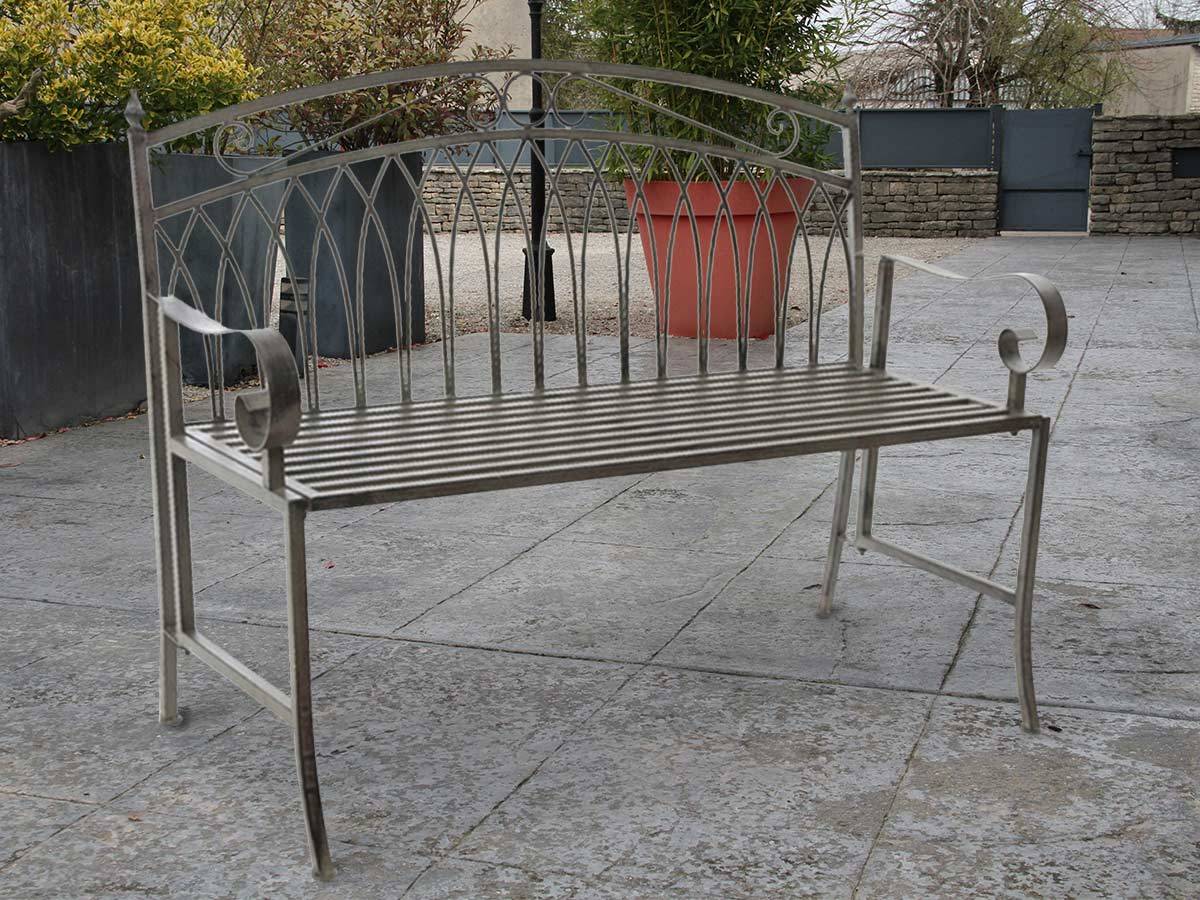 Jardideco - Banc de jardin en métal gris - Jardideco - Imagen 4