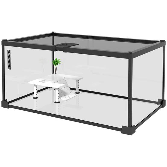 Terrarium Habitat Verre Reptiles Lézards Ventilé Anti-fuite 50x30x25cm Noir - ComfortXL Outdoor Living - Image 2