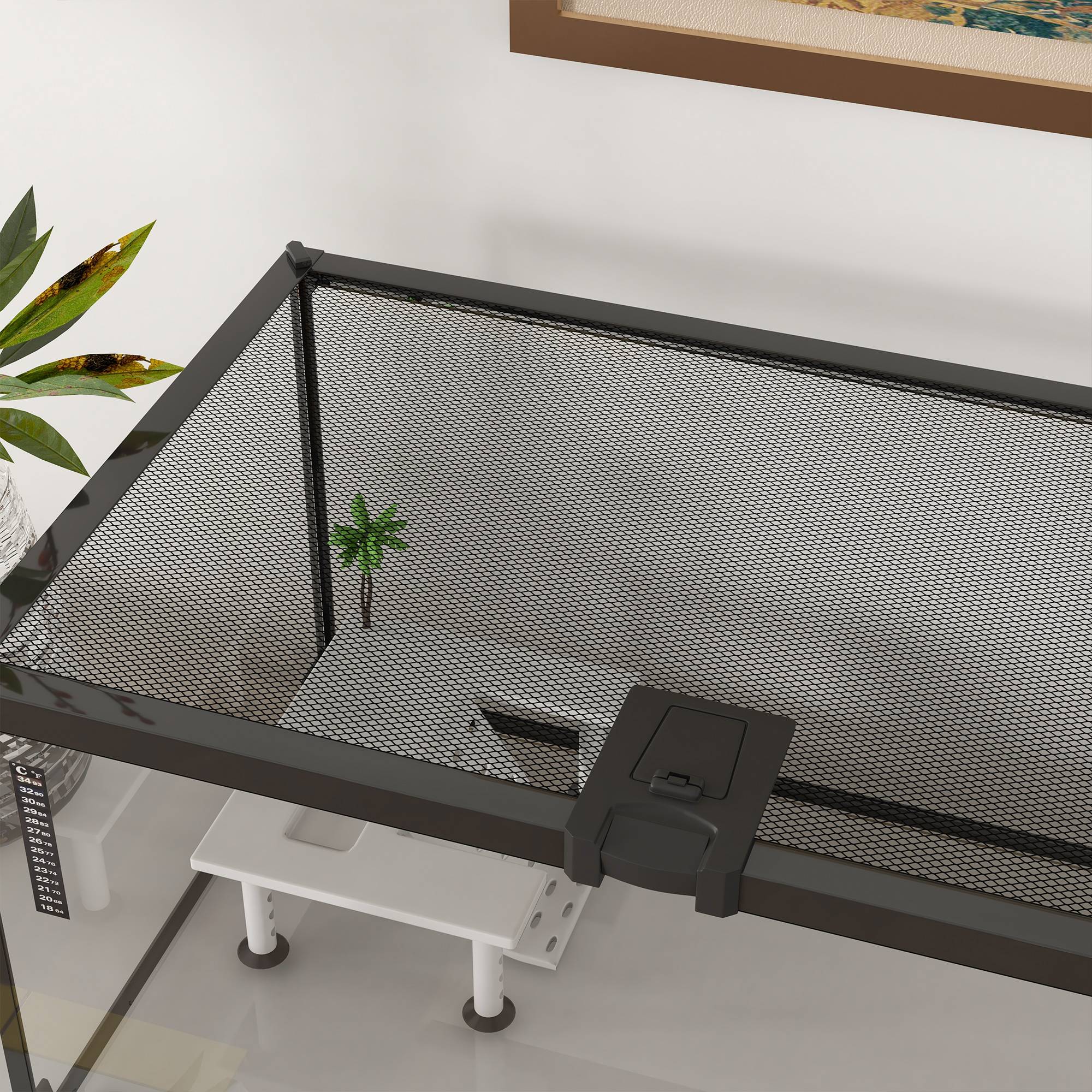 Terrarium Habitat Verre Reptiles Lézards Ventilé Anti-fuite 50x30x25cm Noir - ComfortXL Outdoor Living - Image 10