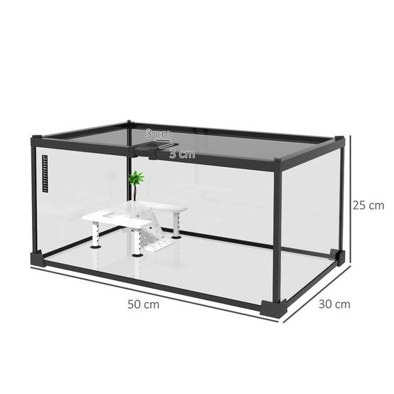 Terrarium Habitat Verre Reptiles Lézards Ventilé Anti-fuite 50x30x25cm Noir - ComfortXL Outdoor Living - Image 5