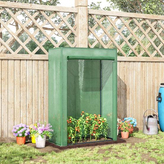 Outsunny - Serre de jardin serre à tomates porte zippée déroulante - 1x0,5x1,5m - acier PVC vert - Outsunny - Image 4