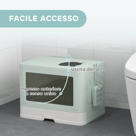 Maison de toilette chat PP fermée tiroir extractible brosse 48x38x36cm vert - ComfortXL Outdoor Living - Image 7
