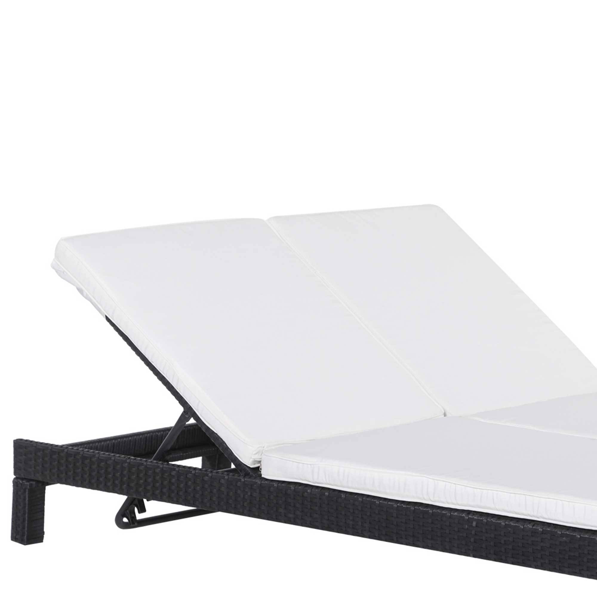 Outsunny - Bain de soleil transat 2 places - grand confort - dossier inclinable multi-positions - matelas fournis crème - résine tressée 4 fils noir - Outsunny - Imagen 4