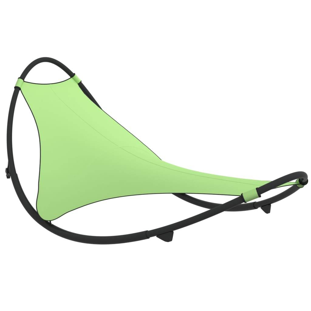 Helloshop26 - Transat chaise longue bain de soleil lit de jardin terrasse meuble d'extérieur à bascule avec roues acier et textilène vert - Imagen 1
