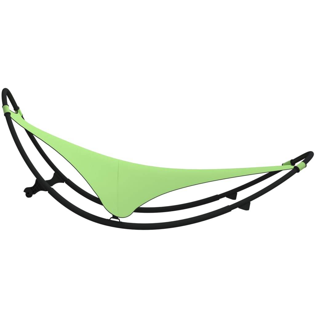 Helloshop26 - Transat chaise longue bain de soleil lit de jardin terrasse meuble d'extérieur à bascule avec roues acier et textilène vert - Imagen 3