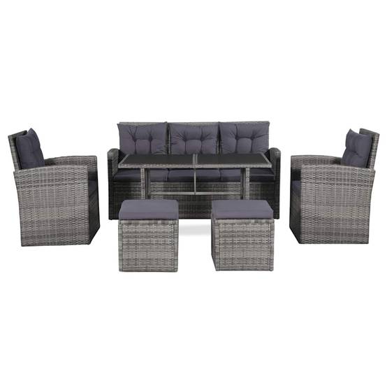 Vidaxl - Salon de jardin 6 pcs avec coussins résine tressée gris vidaXL 43960 - Image 2