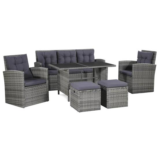 Vidaxl - Salon de jardin 6 pcs avec coussins résine tressée gris vidaXL 43960 - Image 1