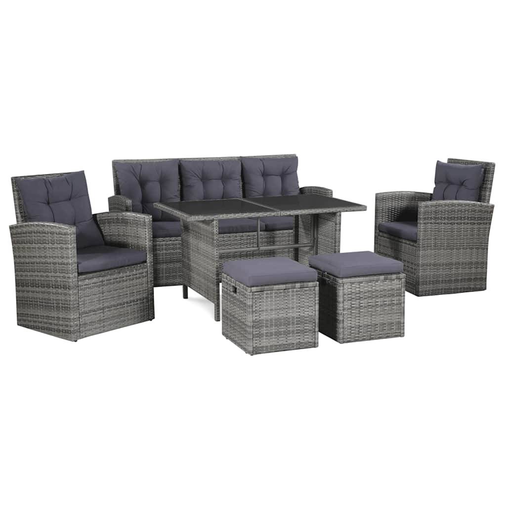 Vidaxl - Salon de jardin 6 pcs avec coussins résine tressée gris vidaXL 43960 - Image 1