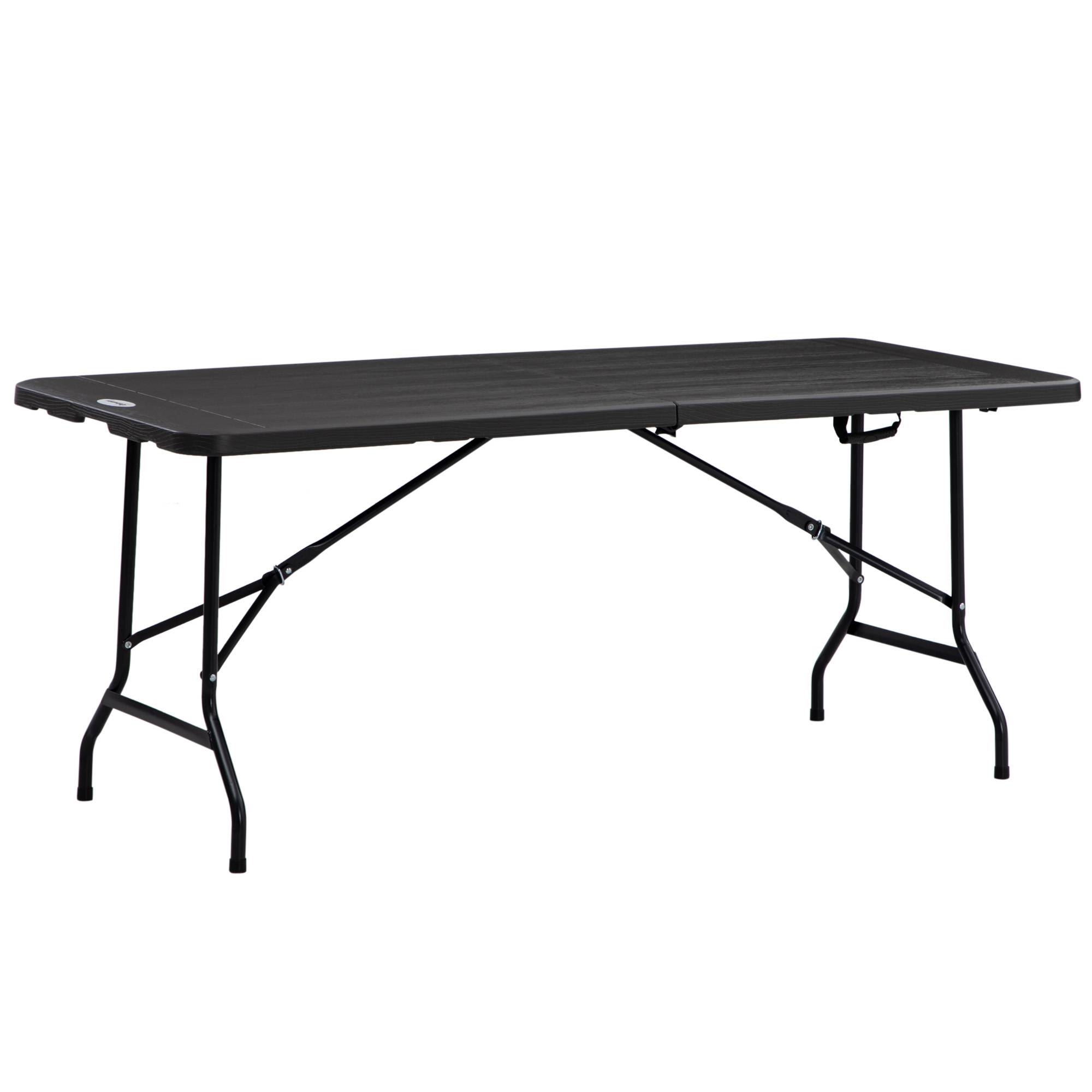 Table de jardin pliante rectangulaire acier HDPE pour pique-nique 6 personnes gris foncé - ComfortXL Outdoor Living - Image 1