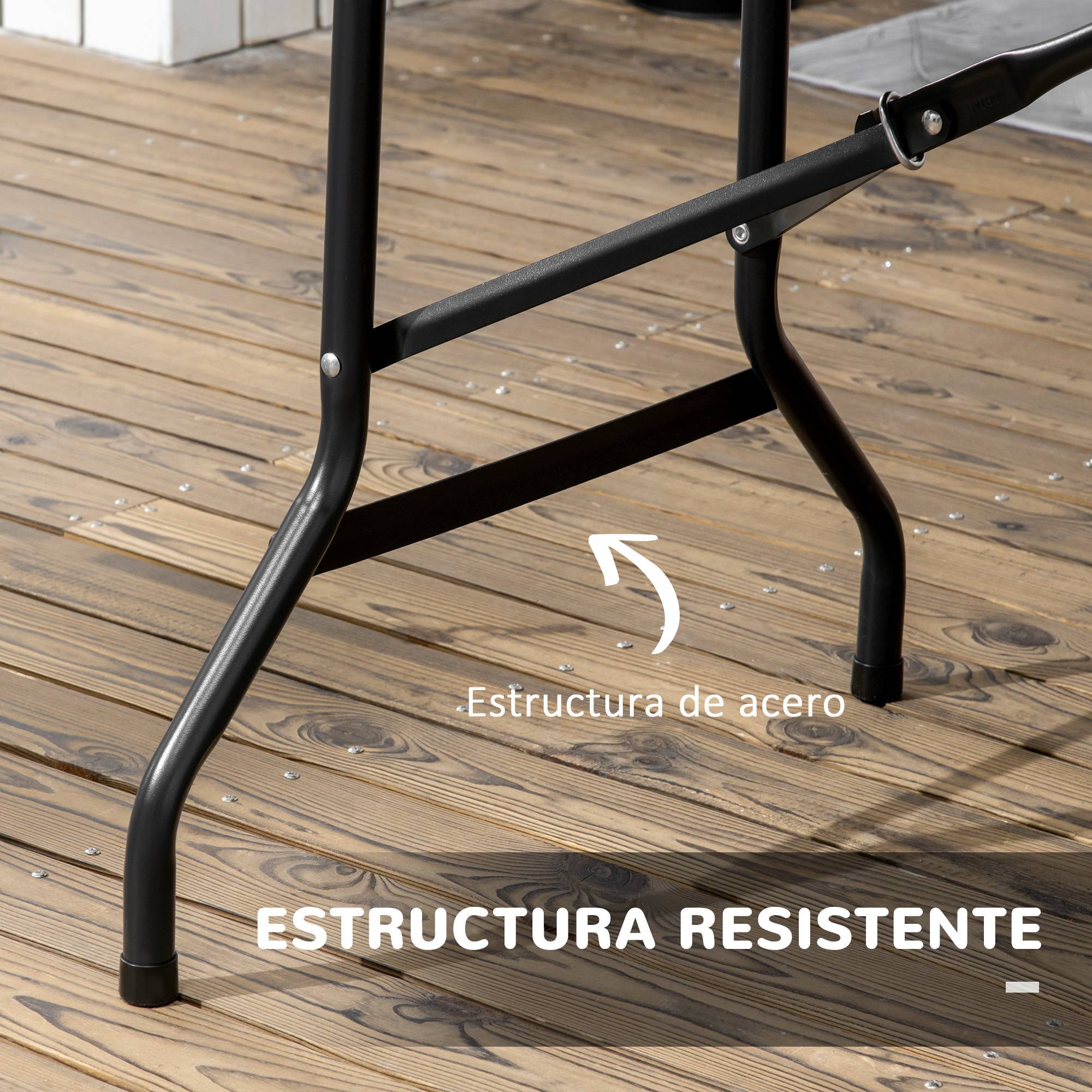 Table de jardin pliante rectangulaire acier HDPE pour pique-nique 6 personnes gris foncé - ComfortXL Outdoor Living - Image 9