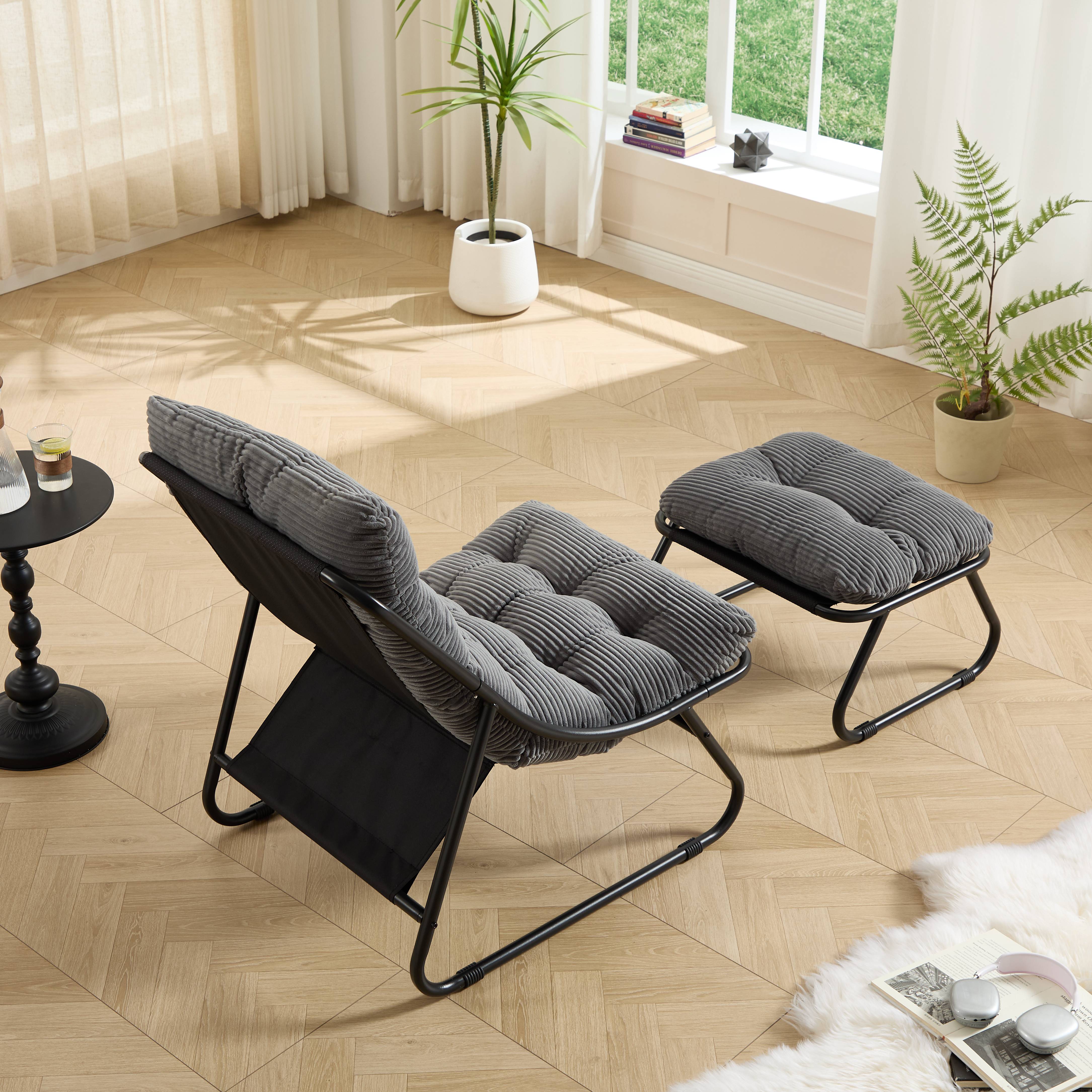 ComfortXL - Fauteuil de relaxation lounge en acier intérieur extérieur avec repose pieds gris - ComfortXL Outdoor Living - Image 8