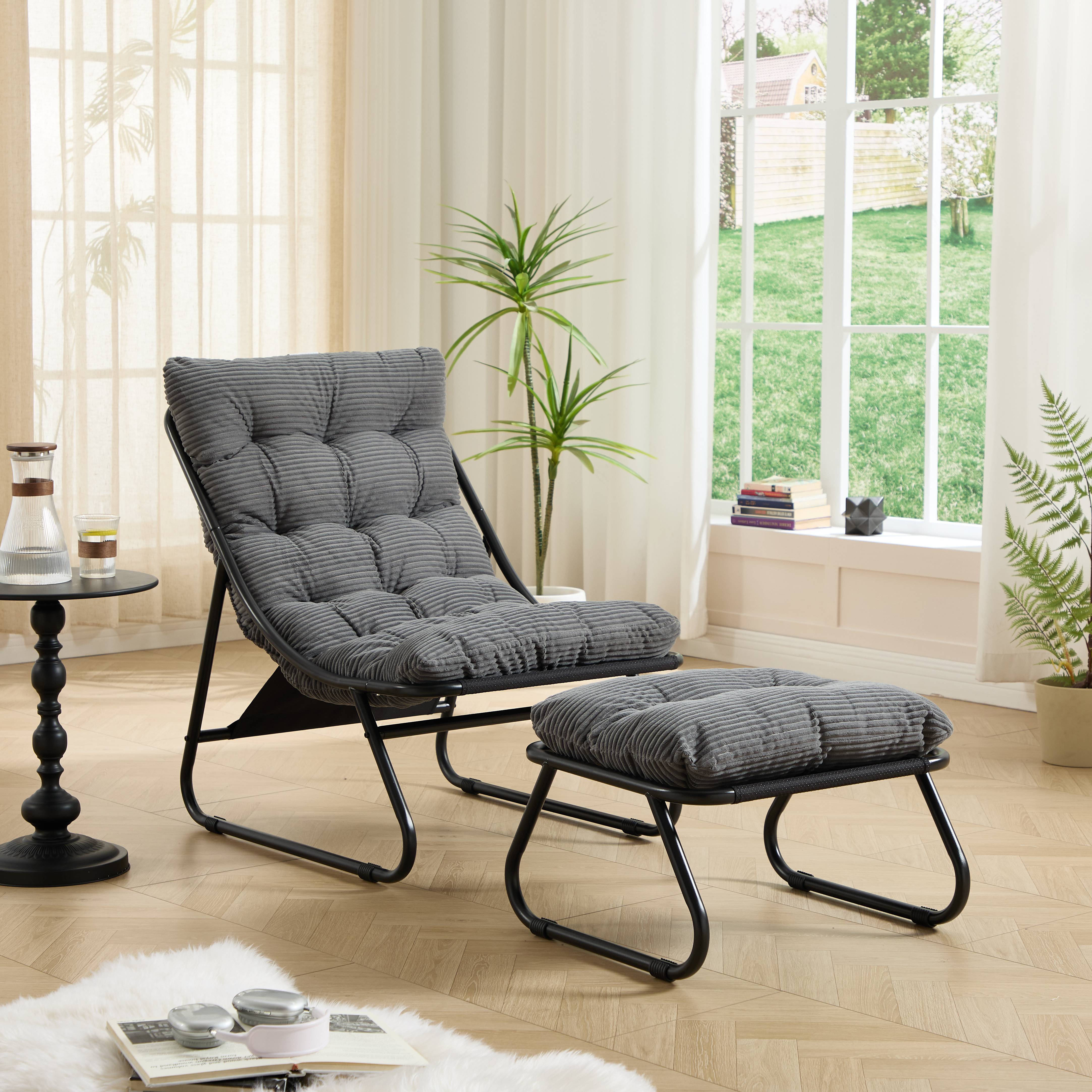 ComfortXL - Fauteuil de relaxation lounge en acier intérieur extérieur avec repose pieds gris - ComfortXL Outdoor Living - Image 1