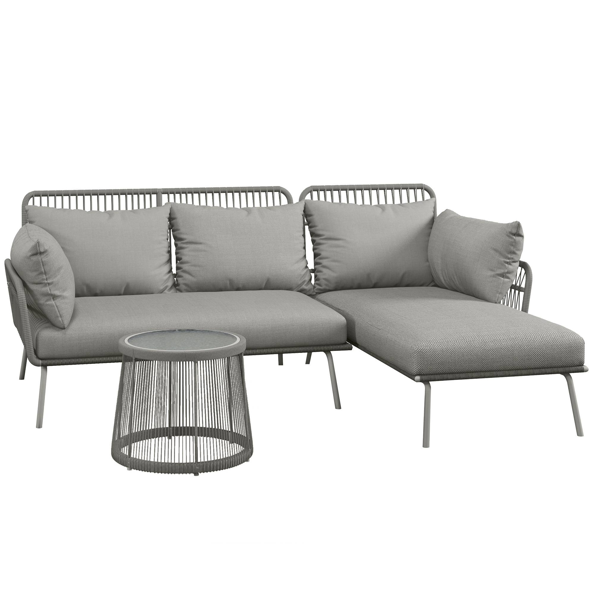Outsunny - Salon de jardin d'angle 4 pers. style colonial table basse coussins grand confort inclus résine tressée gris - Outsunny - Imagen 1