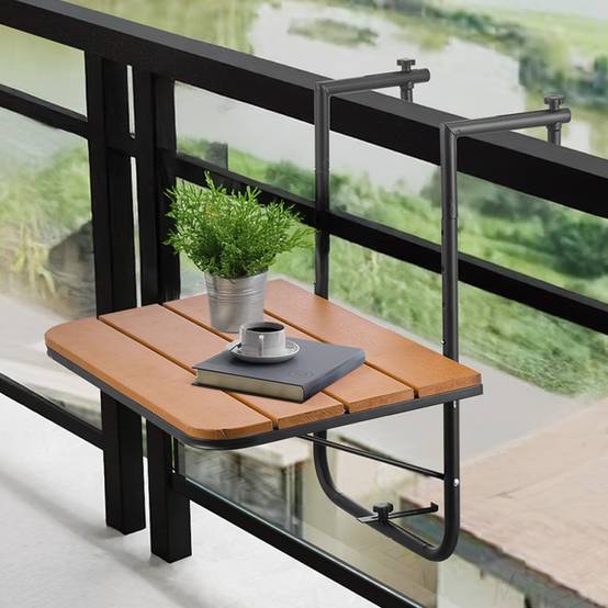 VEVOR Table suspendue balcon 595x620x800 mm, pliante, 4 niveaux. Plateau 595x400 mm, garde-corps. - Image 8