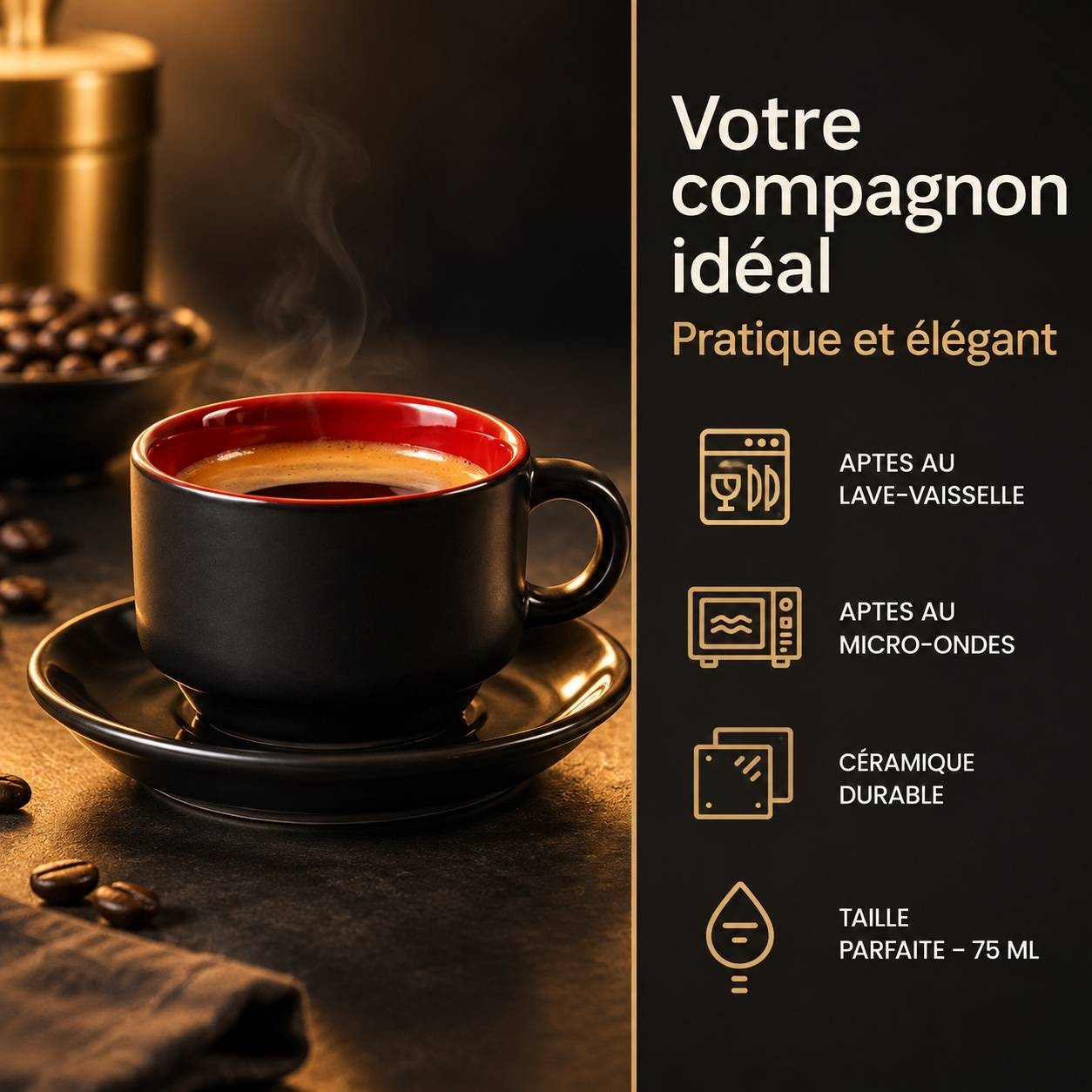 Set de 6 Tasses à Expresso avec Sous-tasses Rouge - Image 4