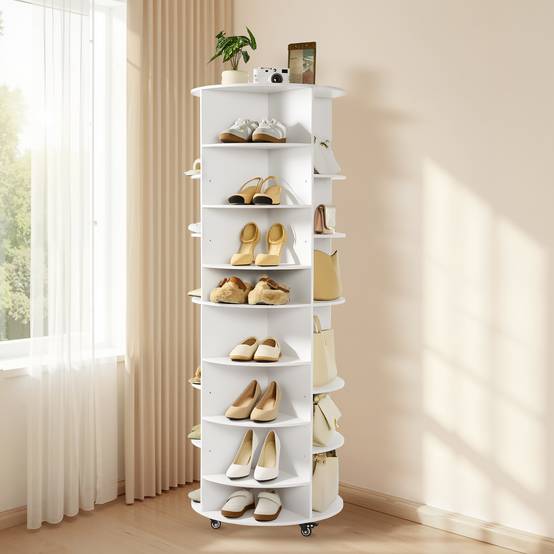 VEVOR Étagère à chaussures rotative à 7 niveaux roulettes et hauteur réglable - Image 8