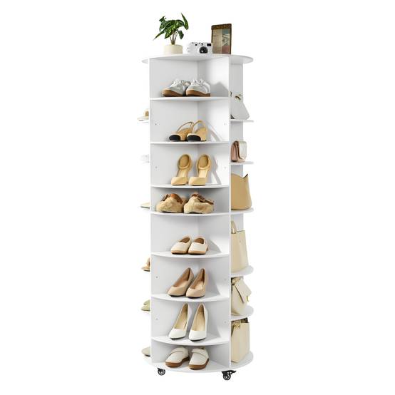 VEVOR Étagère à chaussures rotative à 7 niveaux roulettes et hauteur réglable - Image 1