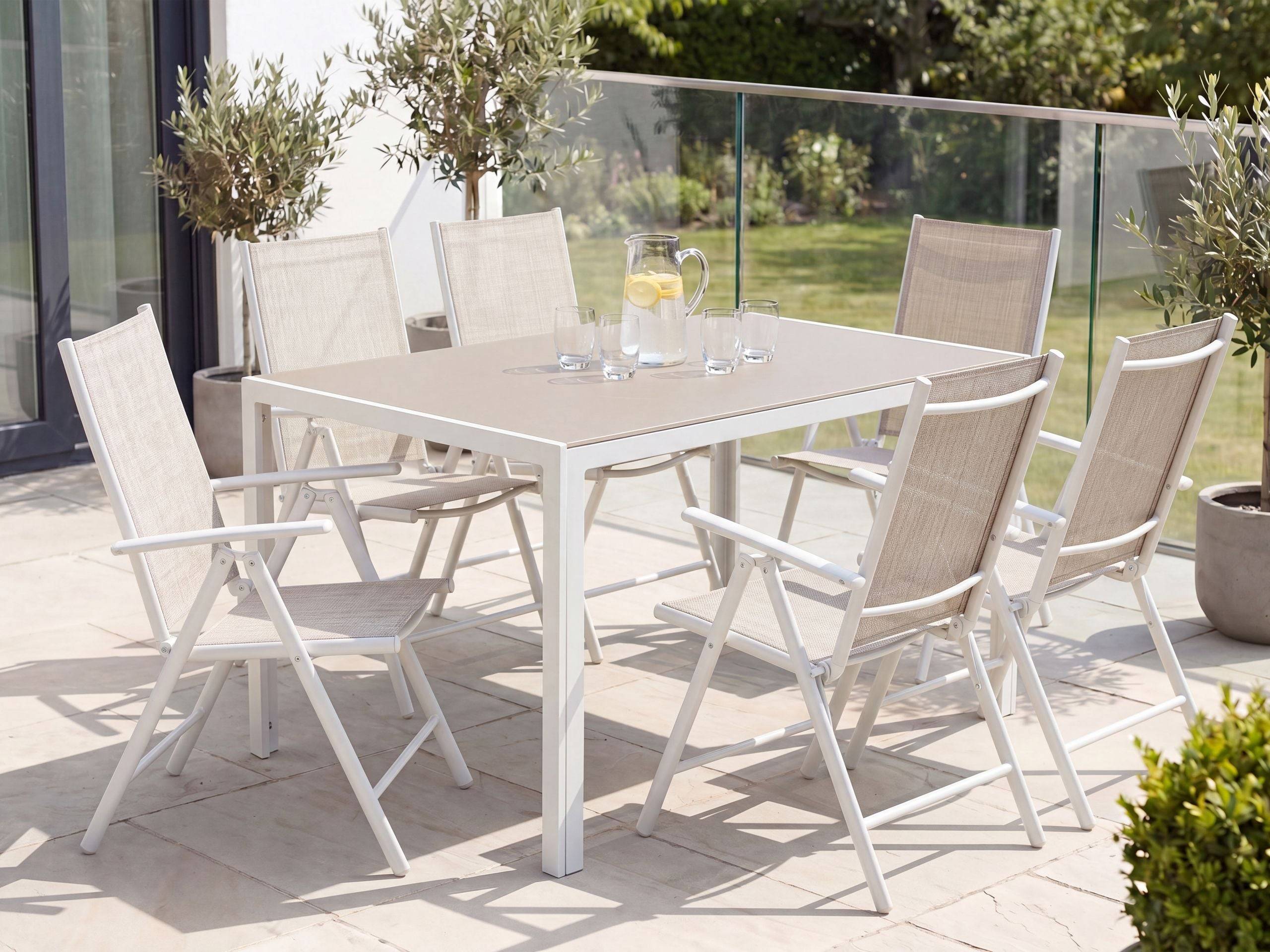 Beliani - Set de salle à manger, 6 Personnes Aluminium Beige CATANIA - Beliani - Imagen 1