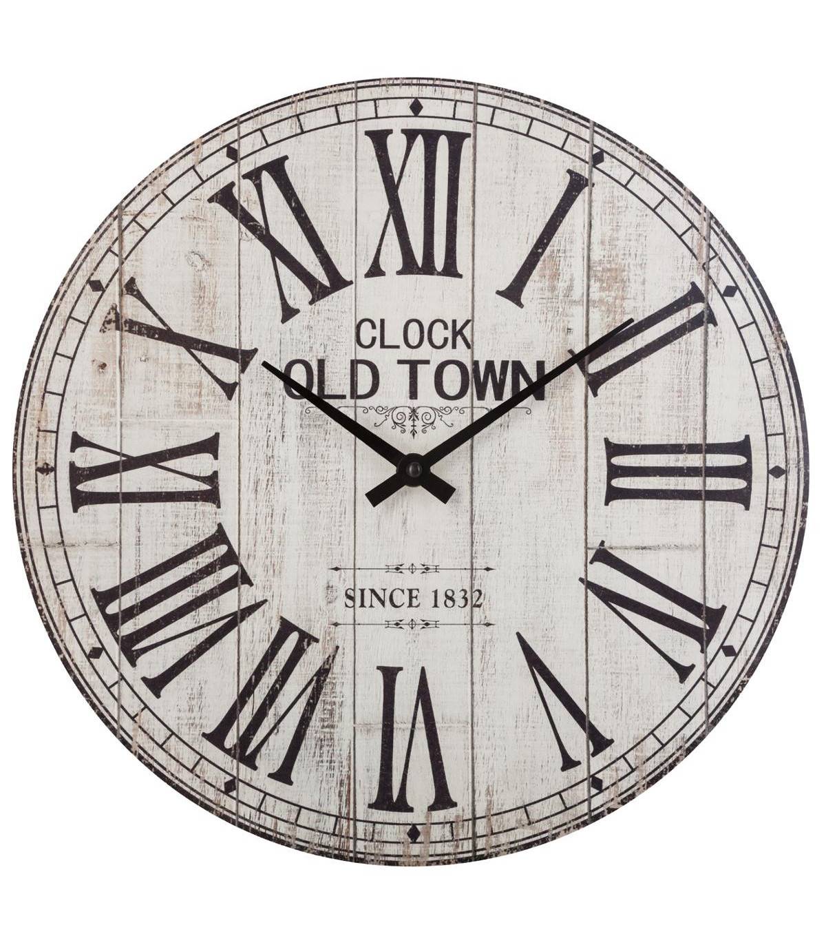 Pendule murale en bois aspect vieilli D 38 cm - Imagen 1