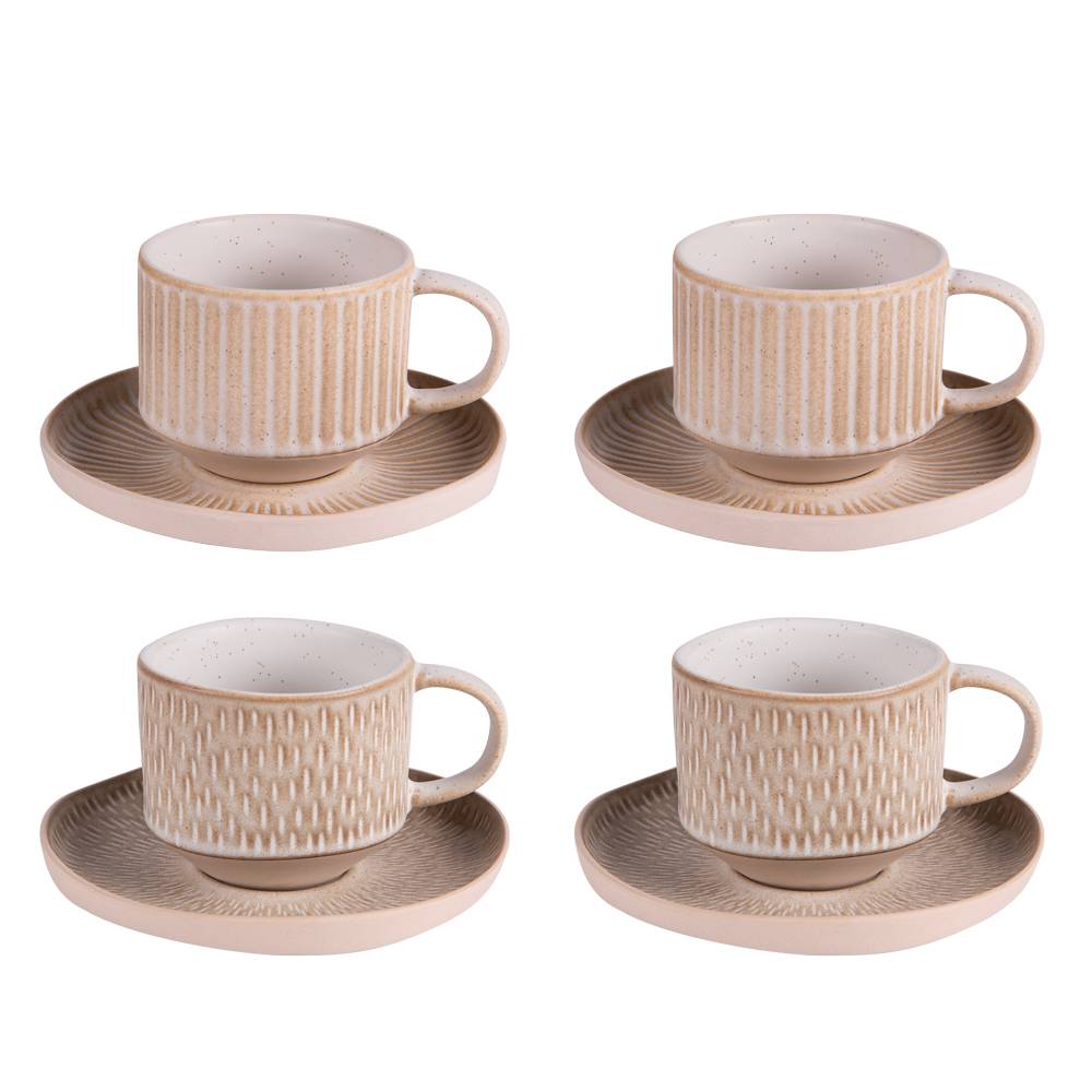 Coffret de 4 tasses avec sous tasses Miyaki 18 cl - Image 1