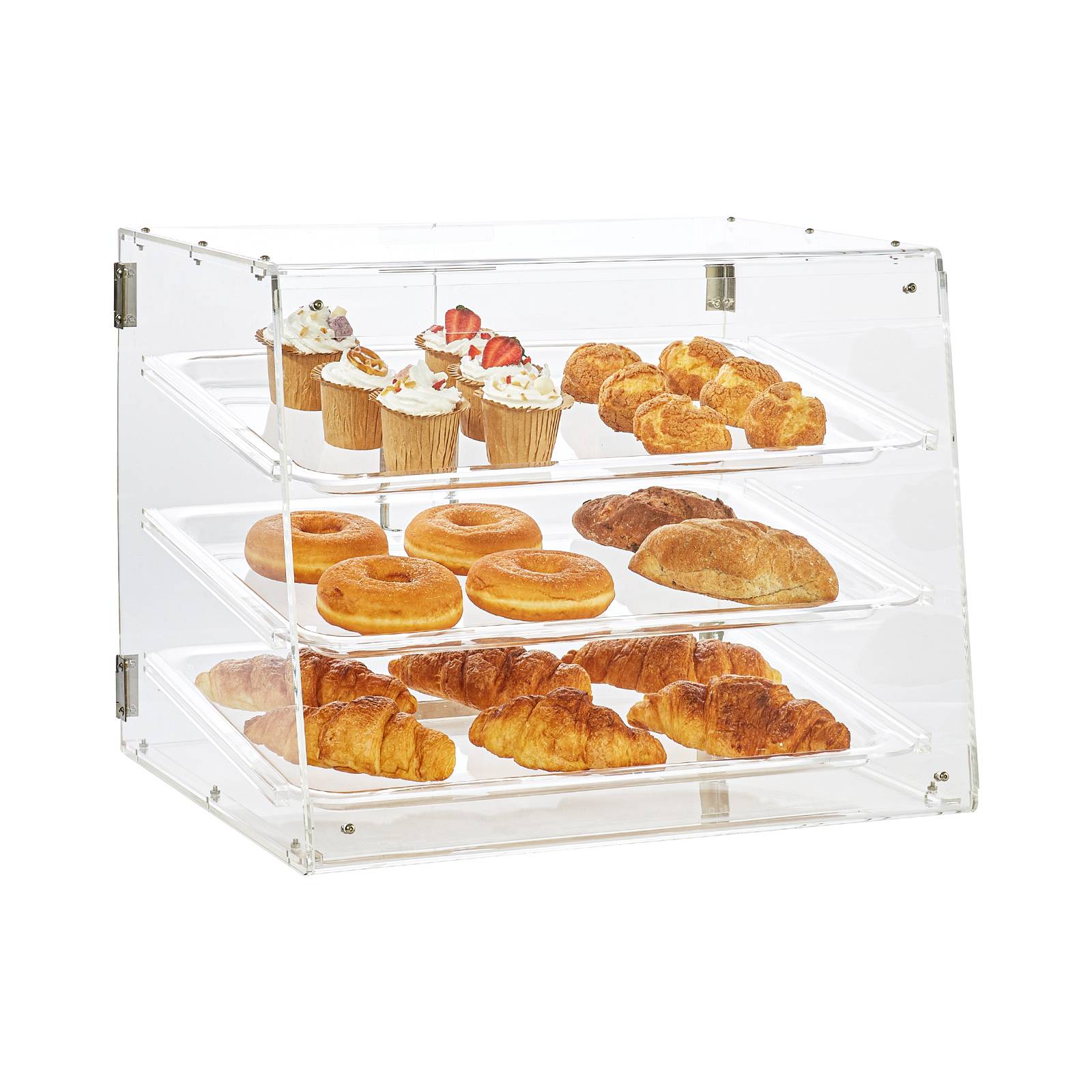 VEVOR Présentoir pâtisserie 3 niveaux acrylique, étagère amovible pour pain, bonbons, restaurant. - Image 1