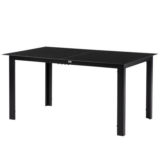 Table de jardin aluminium verre extérieur repas 6 personnes 150x90cm noir - ComfortXL Outdoor Living - Image 2
