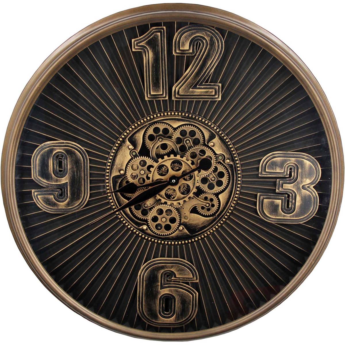 Antic Line Creations - Pendule industrielle avec rouages en fer 80cm - Imagen 1
