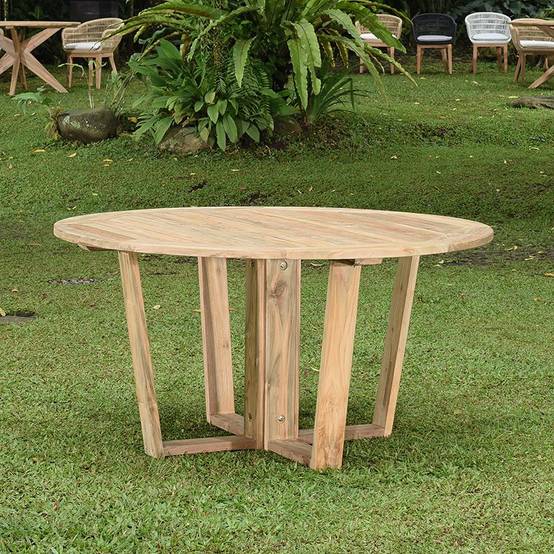 Table ronde en teck recyclé 150 cm Newhaven - Gecko Jardin - Imagen 1