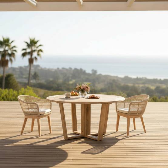 Table ronde en teck recyclé 150 cm Newhaven - Gecko Jardin - Imagen 6