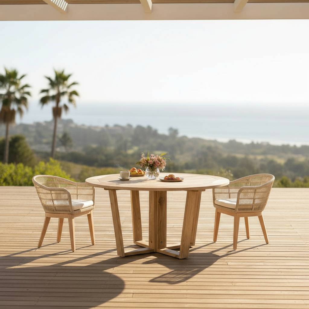 Table ronde en teck recyclé 150 cm Newhaven - Gecko Jardin - Imagen 6