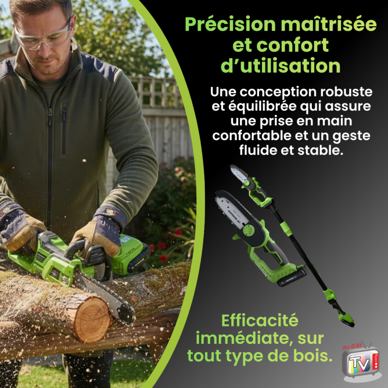 Tronconneuse A Batterie + Perche | Mini Tronconneuse A Batterie | Tronconneuse | Tronconneuse Sans Fil | Coupe Branches | Outil Jardinage - VENTEO - Image 6