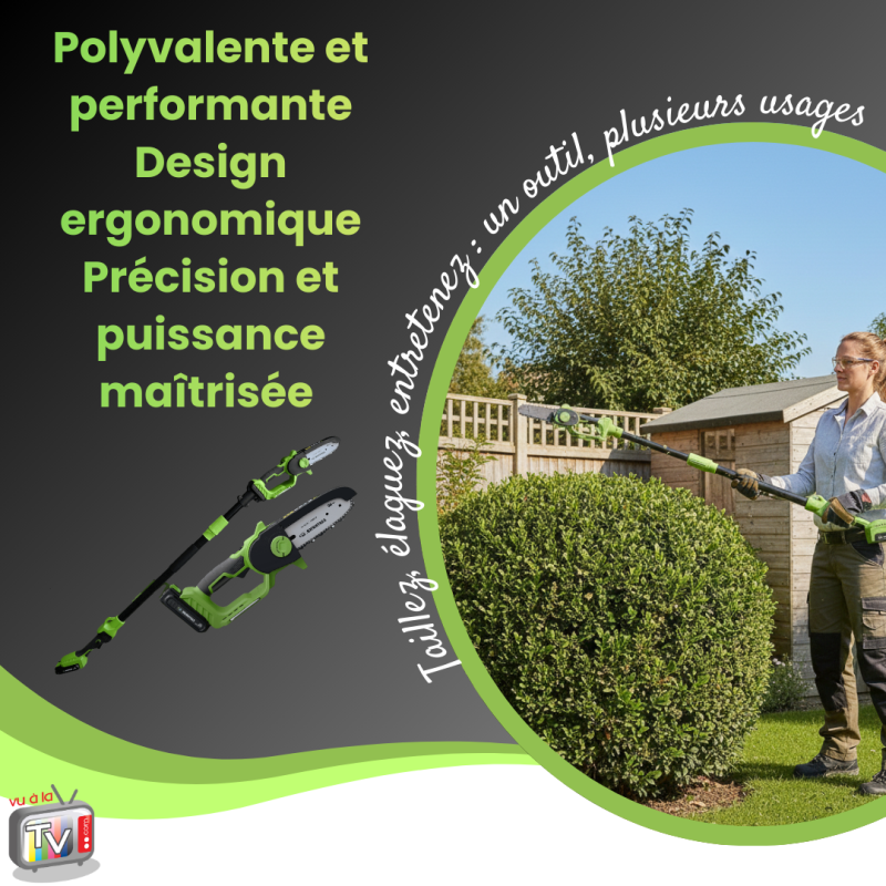 Tronconneuse A Batterie + Perche | Mini Tronconneuse A Batterie | Tronconneuse | Tronconneuse Sans Fil | Coupe Branches | Outil Jardinage - VENTEO - Image 4