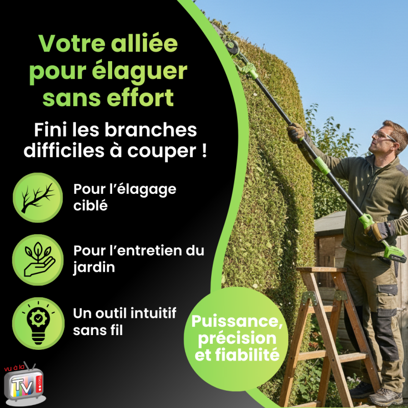 Tronconneuse A Batterie + Perche | Mini Tronconneuse A Batterie | Tronconneuse | Tronconneuse Sans Fil | Coupe Branches | Outil Jardinage - VENTEO - Image 5