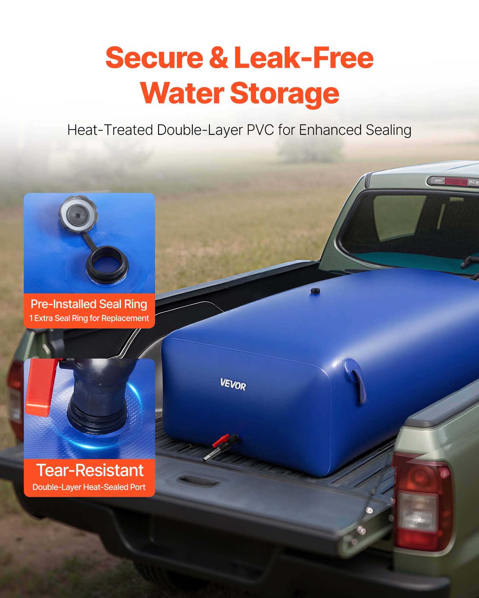 VEVOR Réservoir d'Eau Souple Vessie de Stockage Eau Pliable en PVC 1000 L Bleu - Image 4