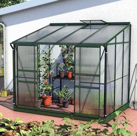 Vitavia - Serre adossée IDA 5200 - 5,20 m² polycarbonate avec porte coulissante et lucarne, Couleur Aluminium , Polycarbonate 6 mm - Image 3