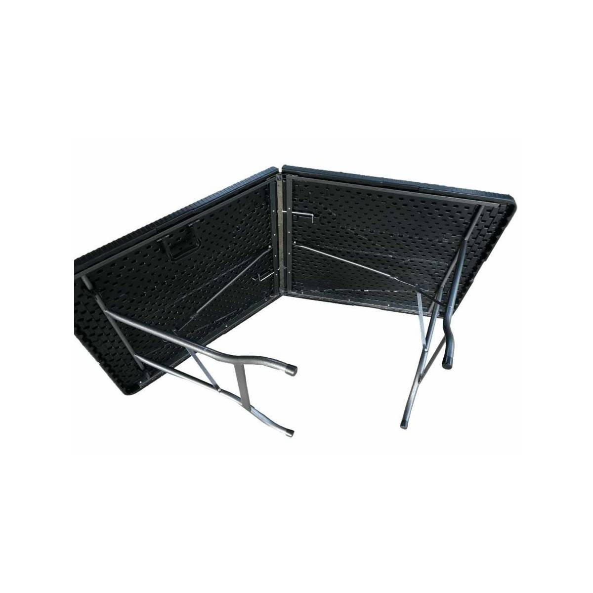 Table rectangulaire Noire 180x75xH72cm pliante Résine effet rotin Camping Réceptions festivals évènements KZ GARDEN - Imagen 2
