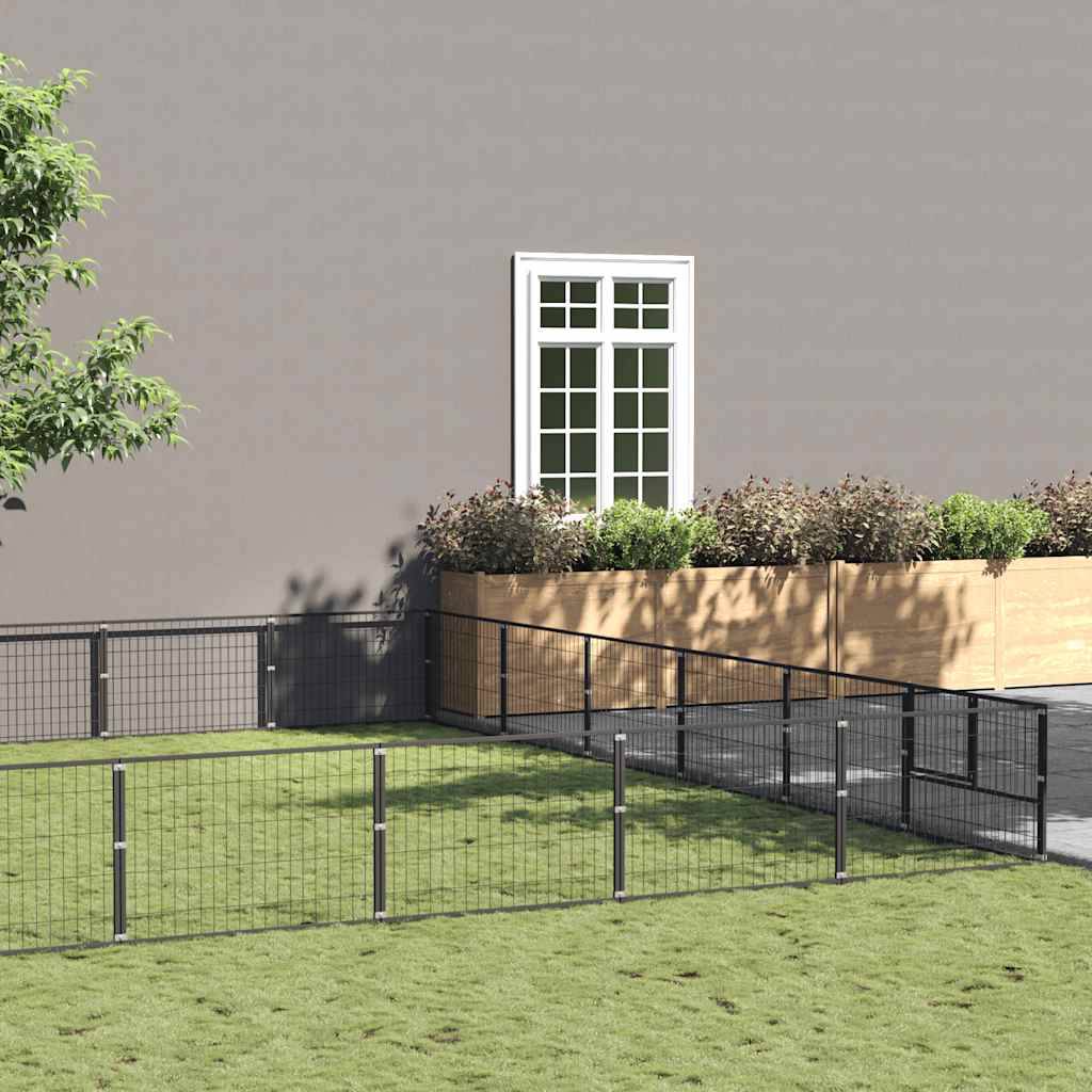 Vidaxl - Chenil Noir 42 m² Acier vidaXL 3082170 - Imagen 1