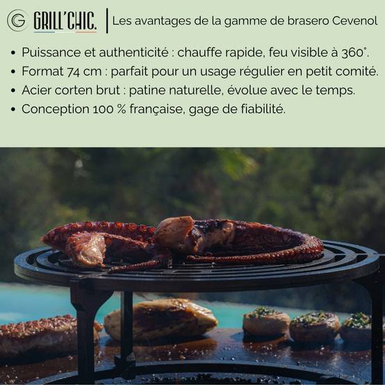Brasero Cevenol Corten Bois Carre 74 Simple Cuve - GRILL CHIC - Image 6