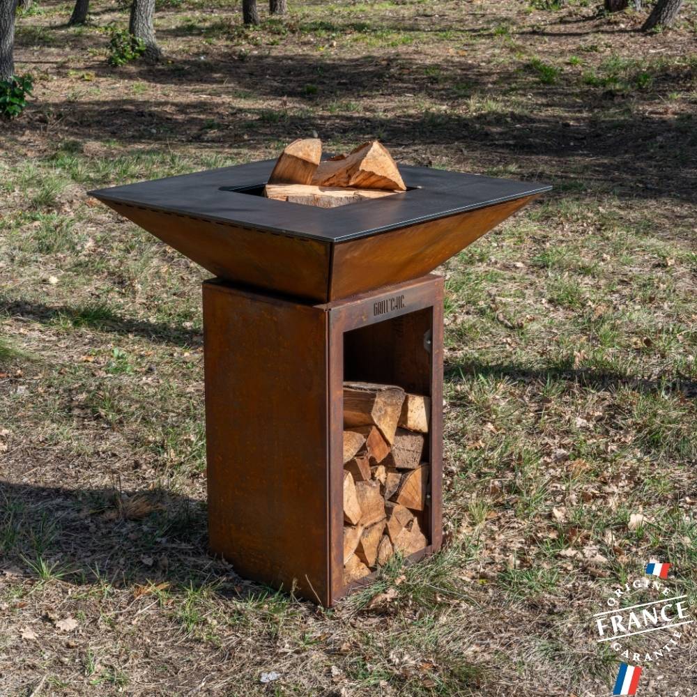 Brasero Cevenol Corten Bois Carre 74 Simple Cuve - GRILL CHIC - Image 2