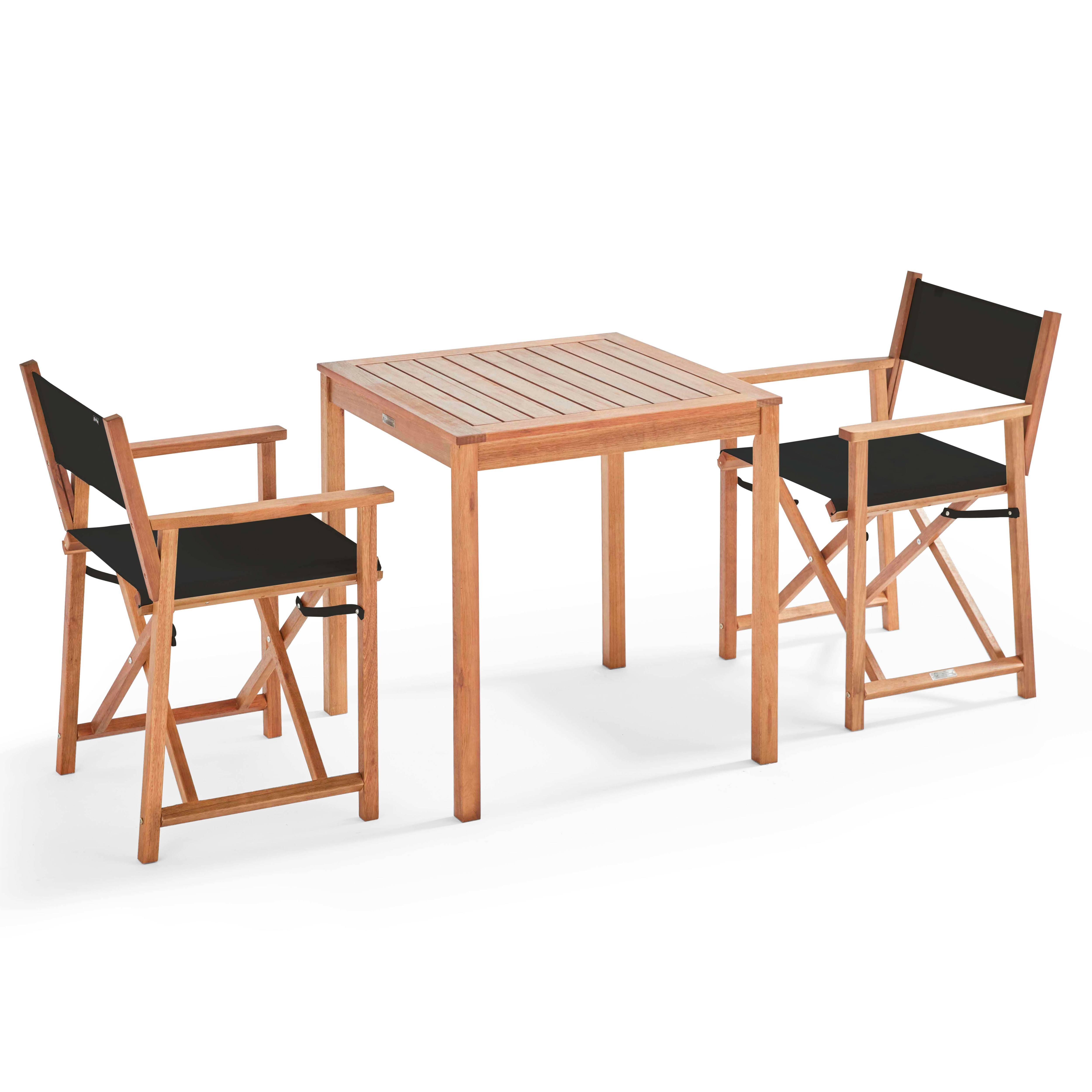 Oviala - Table carrée en bois et 2 chaises pliantes noir Sete - Oviala - Imagen 1