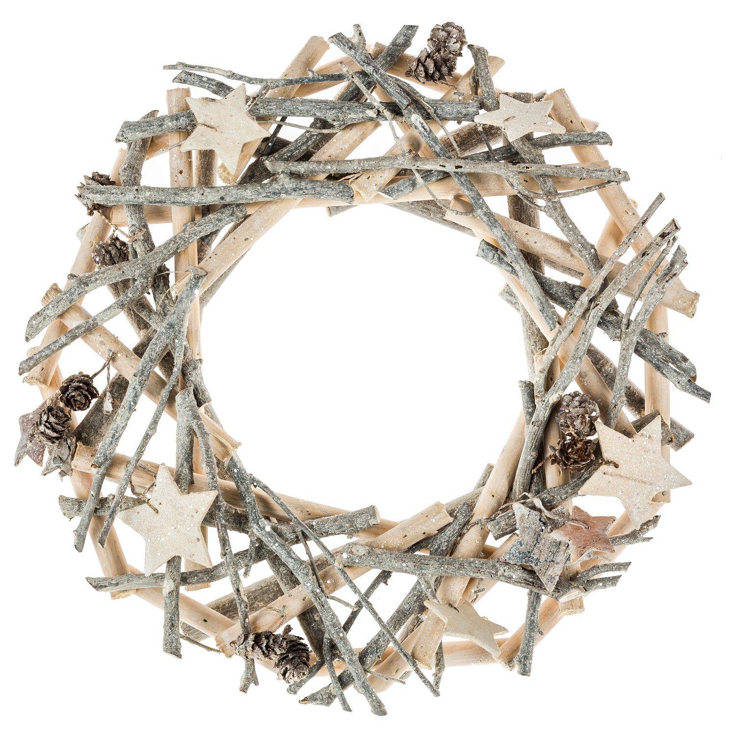 Sans Marque - Couronne de Noël en bois et branches - Féérie Lights & Christmas - Image 1