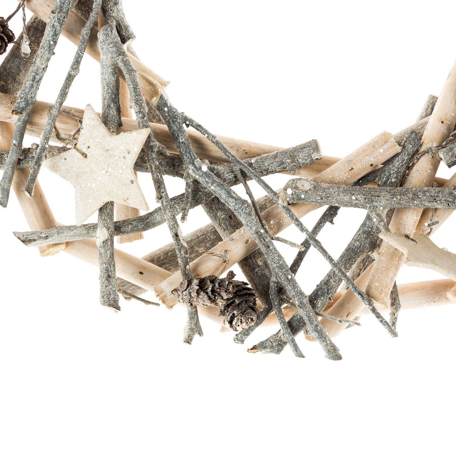 Sans Marque - Couronne de Noël en bois et branches - Féérie Lights & Christmas - Image 2