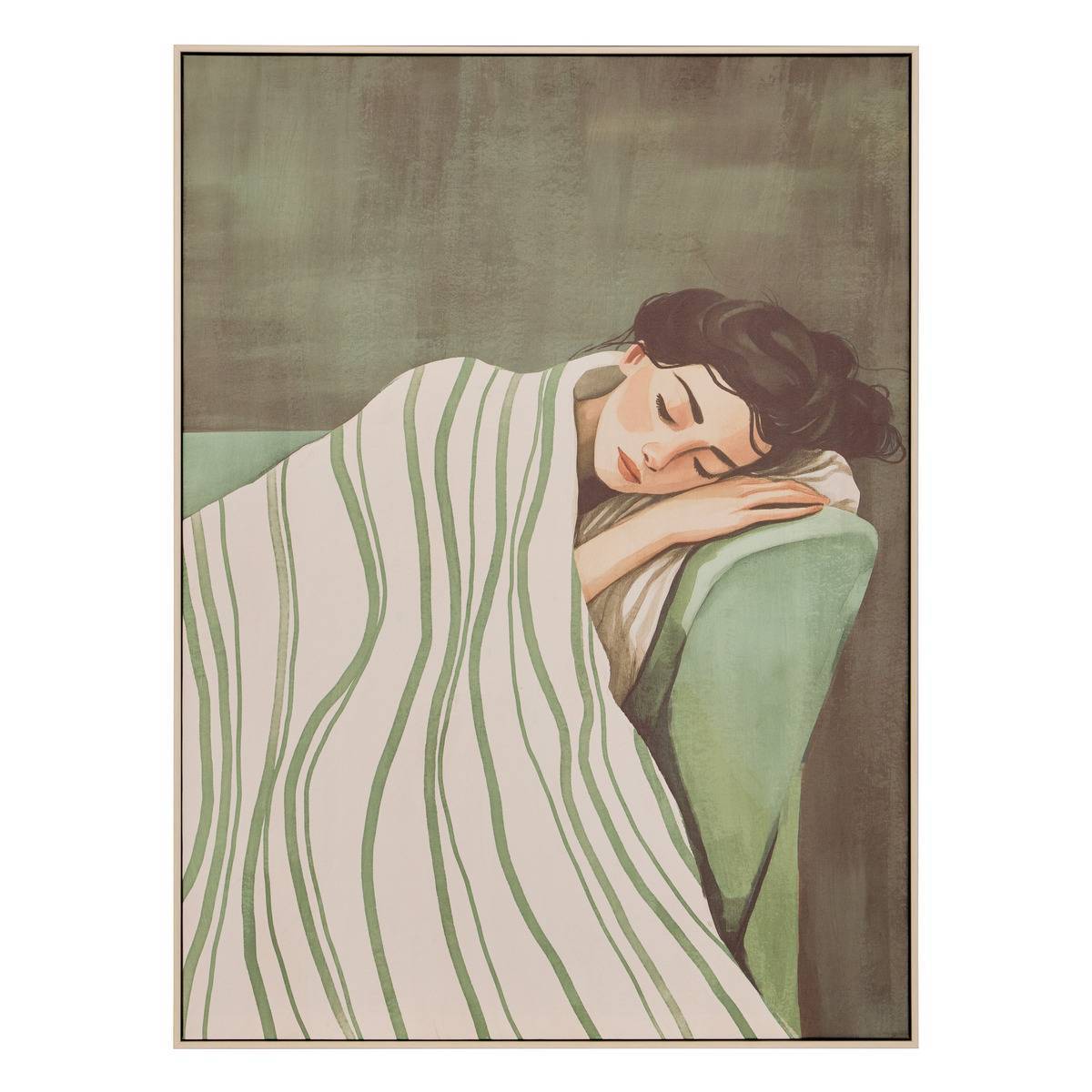 Atmosphera - Toile encadrée Mona carré 58x78cm vert - Atmosphera Créateur d'intérieur