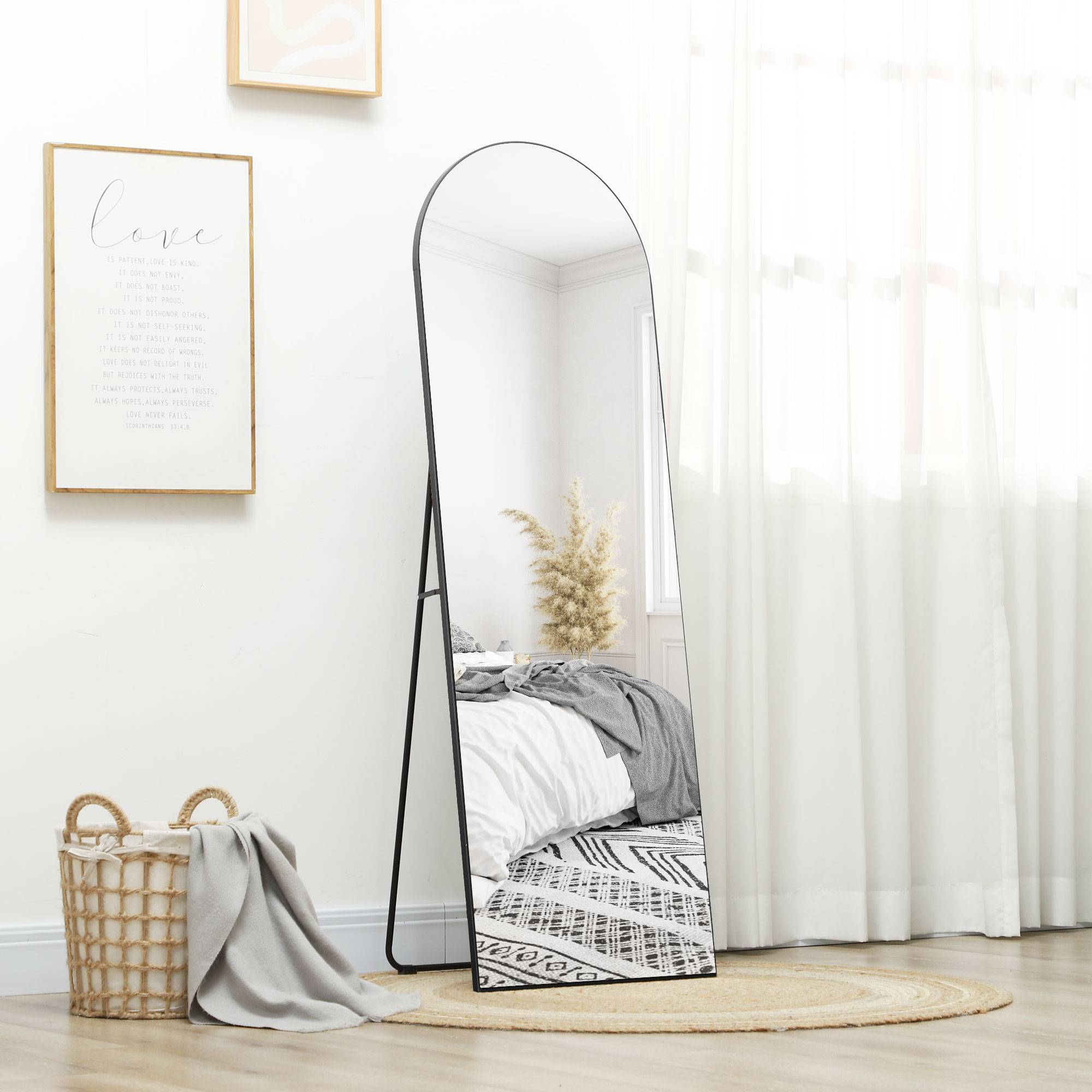 ComfortXL - Miroir sur Pied Arche Verre Chambre Salon Film Anti-éclat Mural 150x50cm Noir - ComfortXL Outdoor Living - Image 1