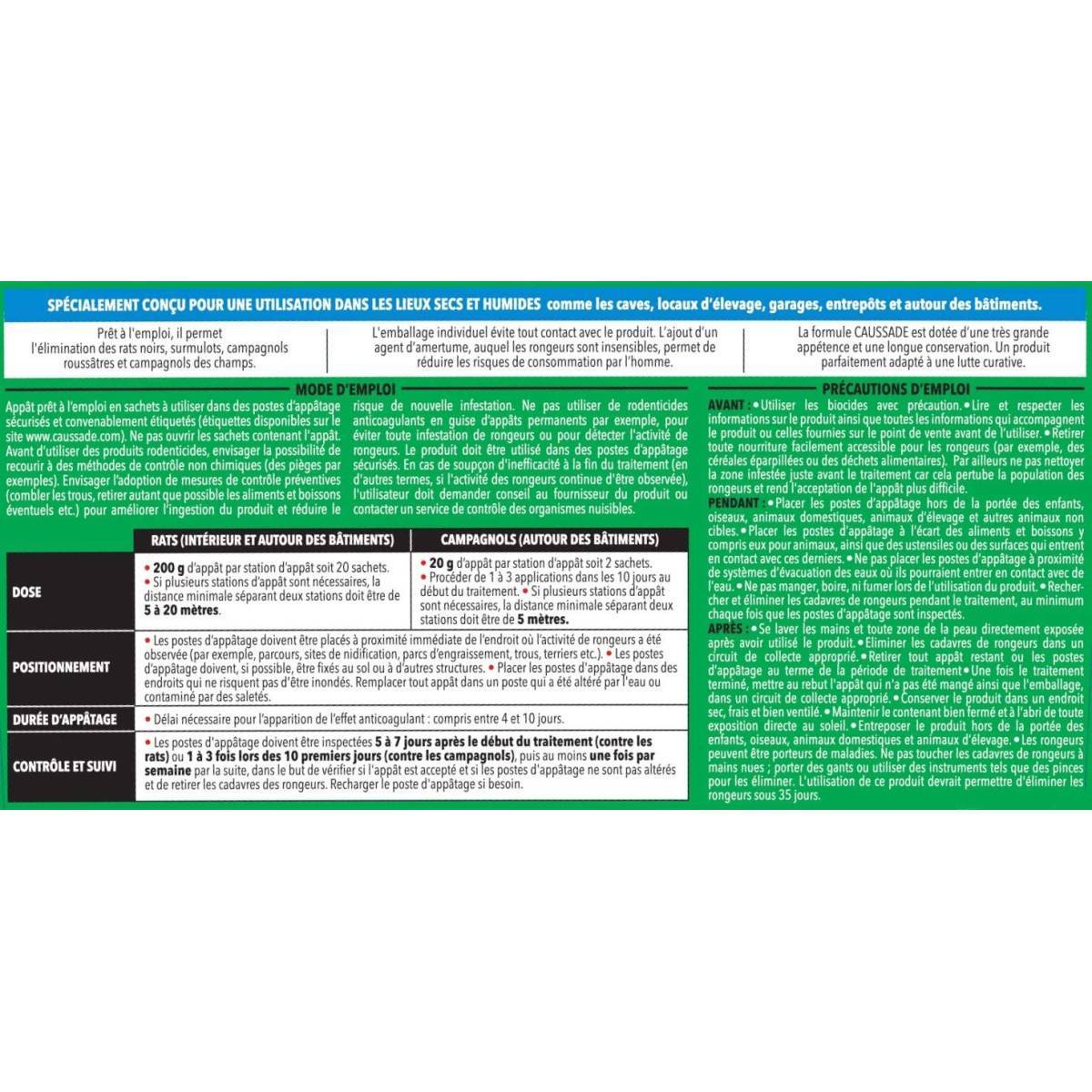 Caussade - Pack de 4 seaux  de Raticide Canadien Pat'Appât Forte infestation boite de 720 grs ( 72 x 10grs ) - Imagen 3