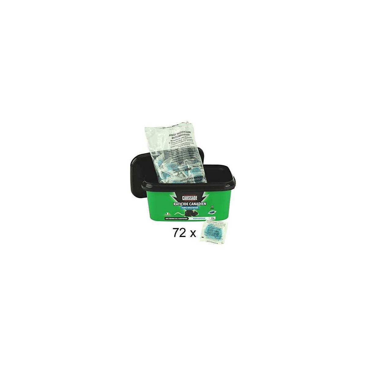 Caussade - Pack de 4 seaux  de Raticide Canadien Pat'Appât Forte infestation boite de 720 grs ( 72 x 10grs ) - Imagen 7