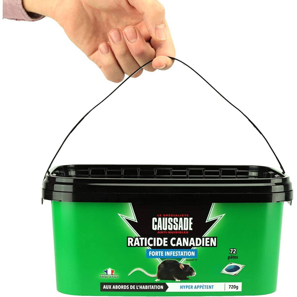 Caussade - Pack de 4 seaux  de Raticide Canadien Pat'Appât Forte infestation boite de 720 grs ( 72 x 10grs ) - Imagen 6